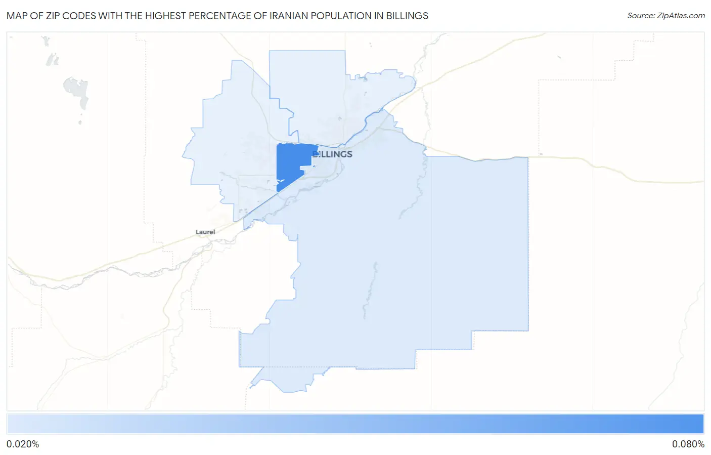 Zip Codes with the Highest Percentage of Iranian Population in Billings Map