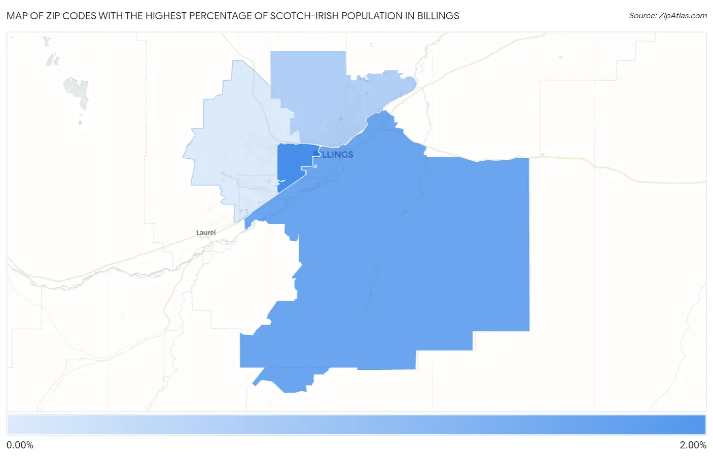 Zip Codes with the Highest Percentage of Scotch-Irish Population in Billings Map