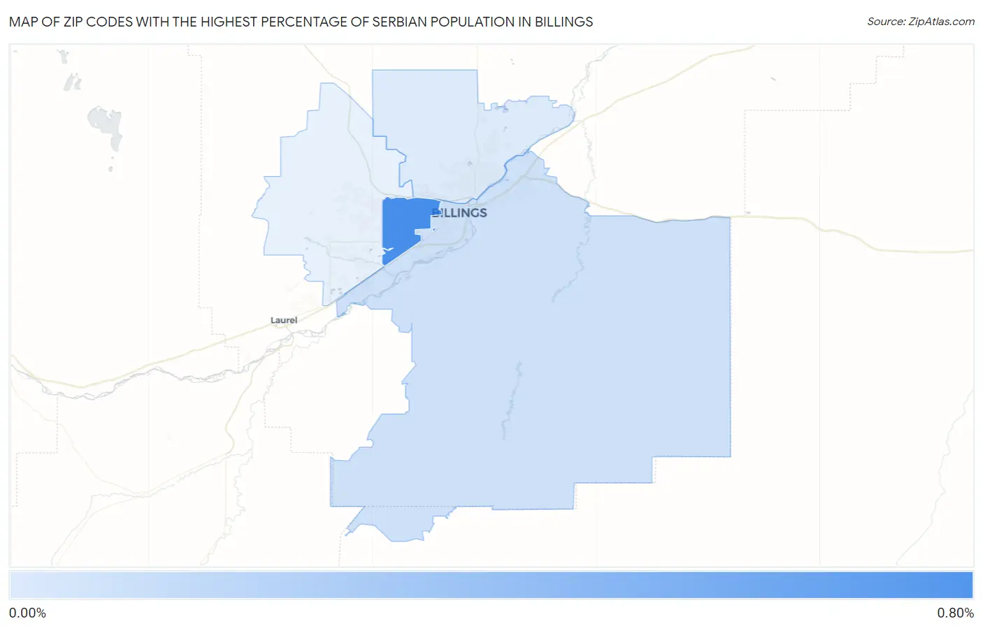 Zip Codes with the Highest Percentage of Serbian Population in Billings Map