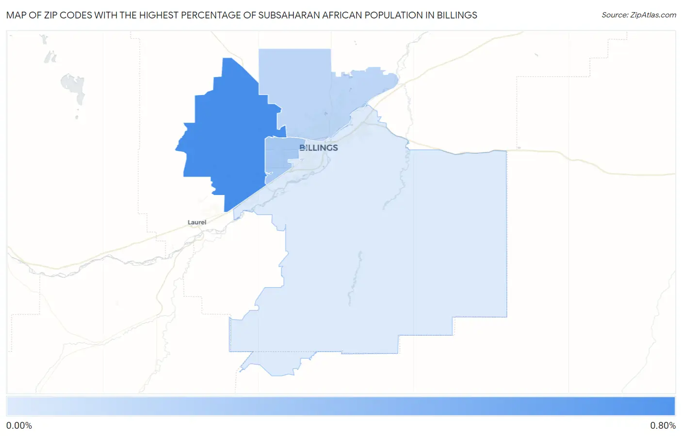 Zip Codes with the Highest Percentage of Subsaharan African Population in Billings Map