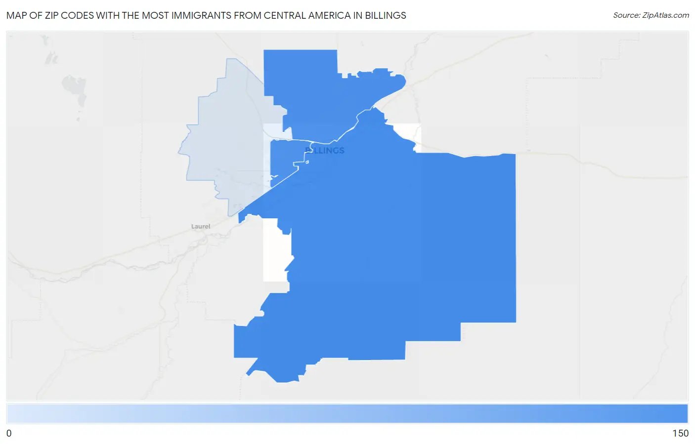 Zip Codes with the Most Immigrants from Central America in Billings Map