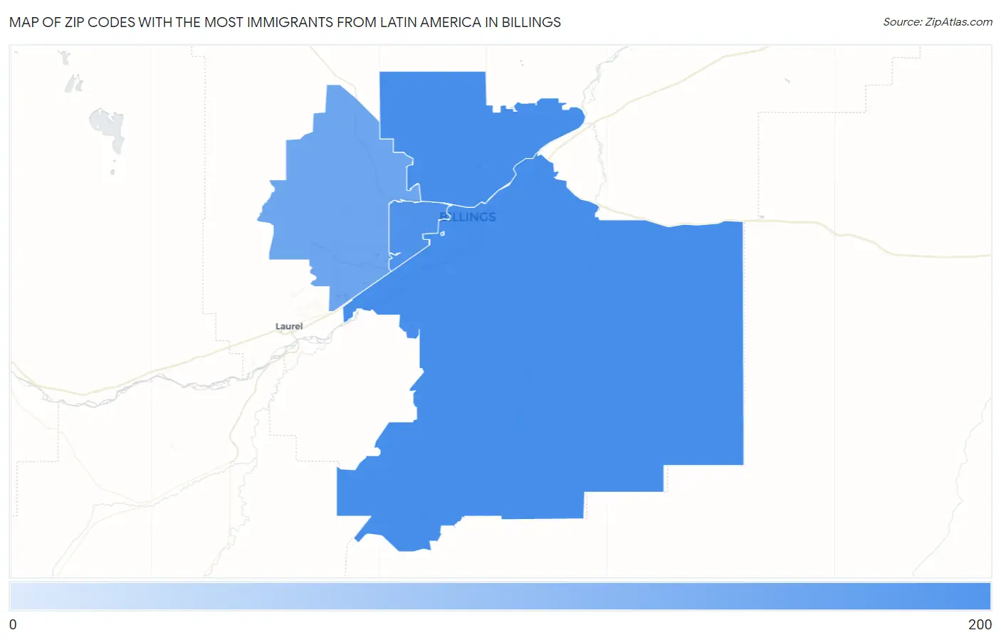 Zip Codes with the Most Immigrants from Latin America in Billings Map