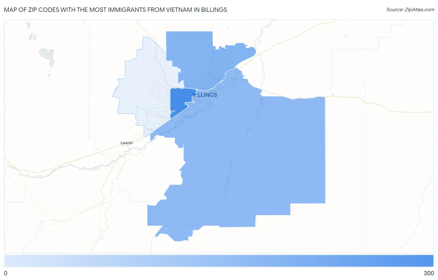 Zip Codes with the Most Immigrants from Vietnam in Billings Map