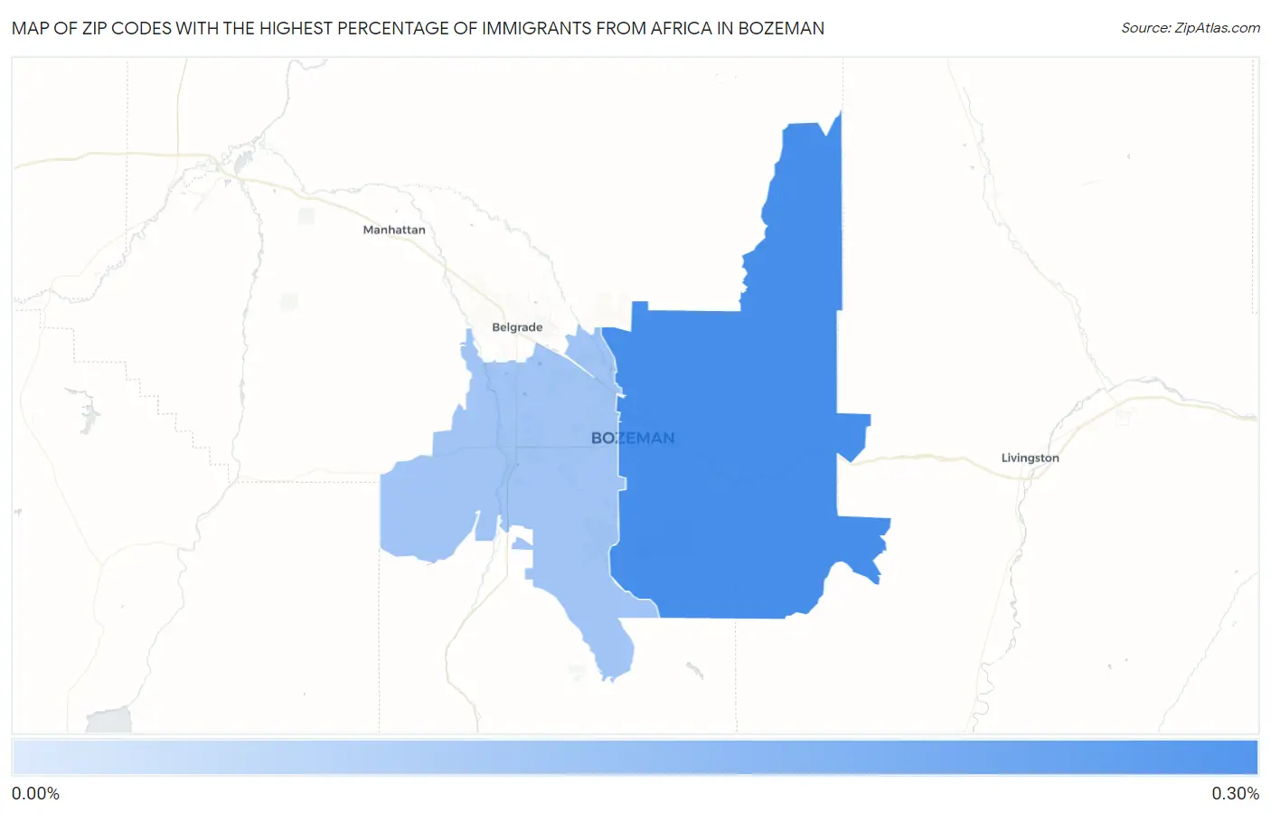 Zip Codes with the Highest Percentage of Immigrants from Africa in Bozeman Map
