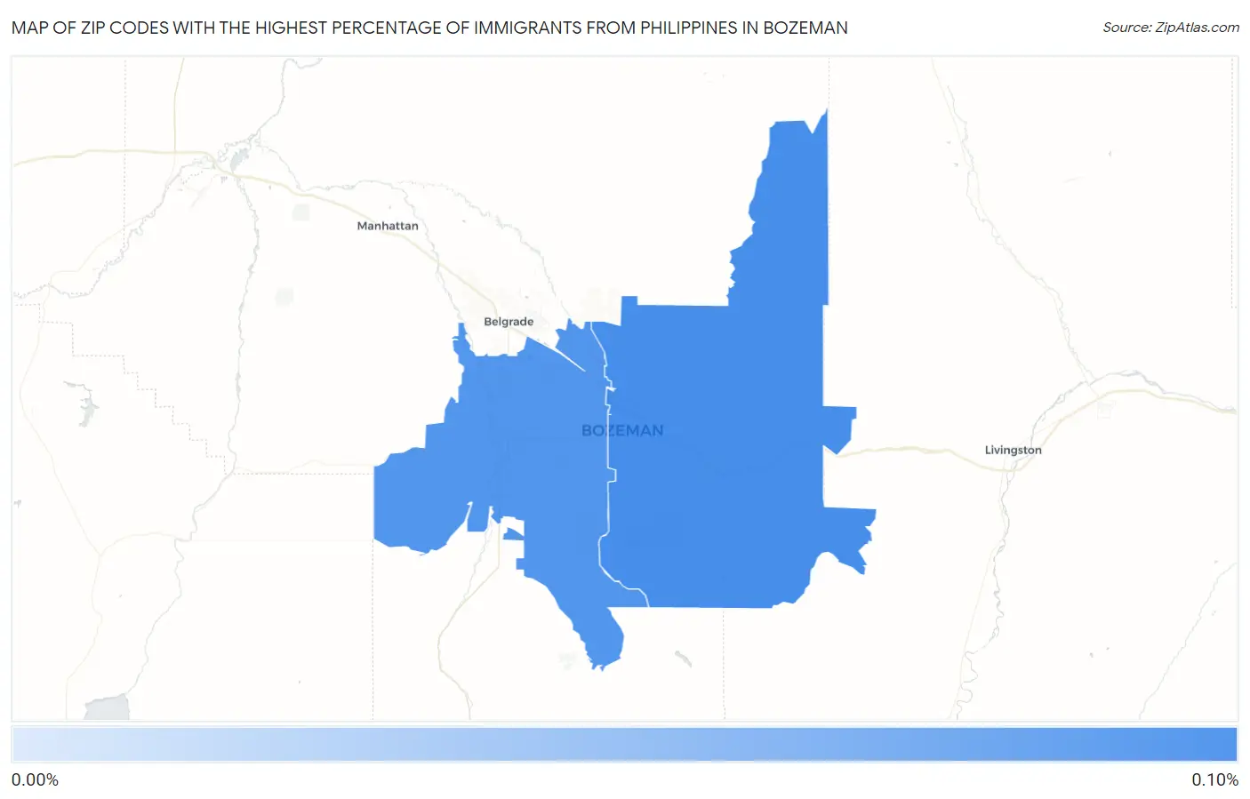 Zip Codes with the Highest Percentage of Immigrants from Philippines in Bozeman Map