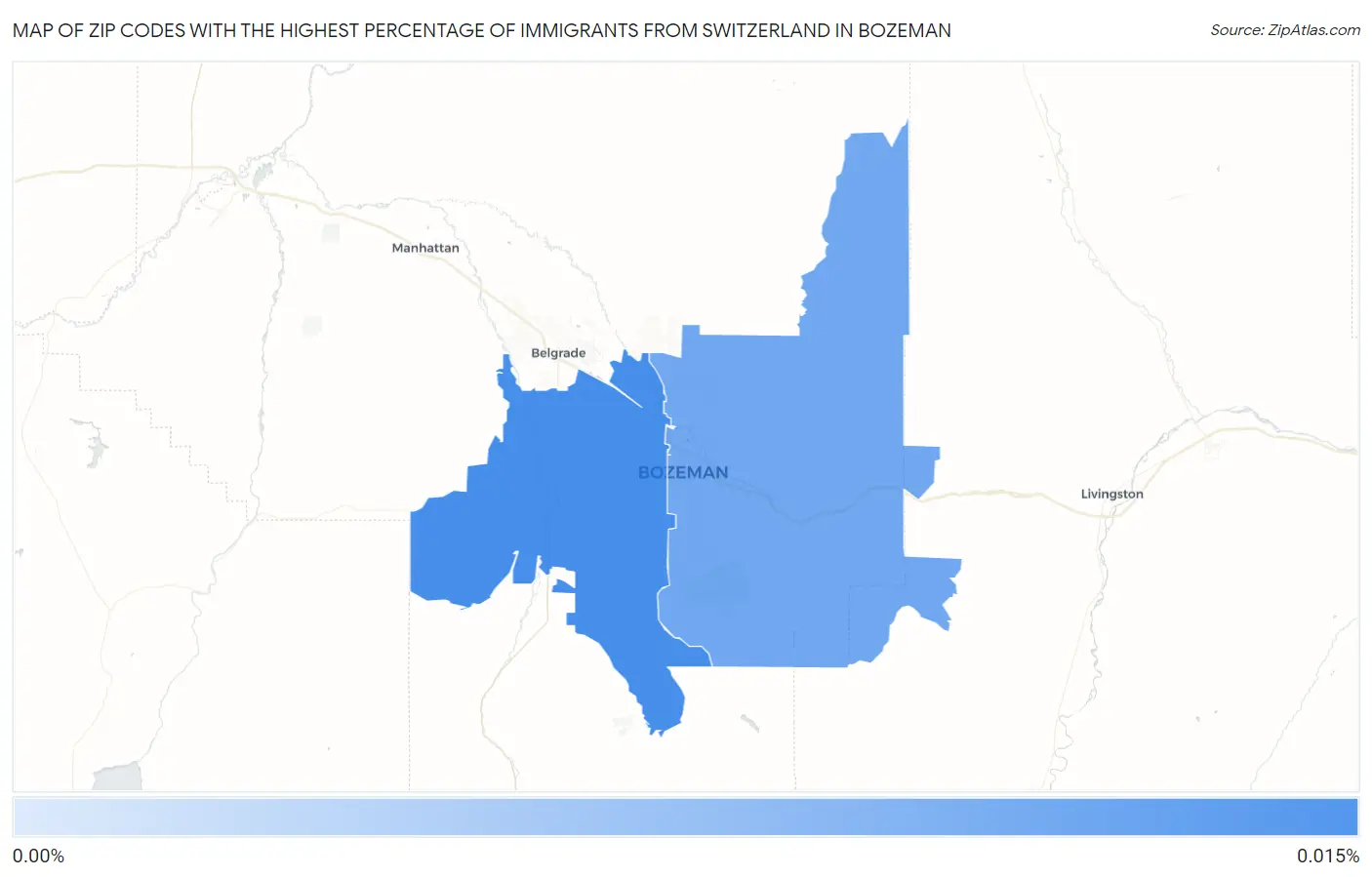Zip Codes with the Highest Percentage of Immigrants from Switzerland in Bozeman Map
