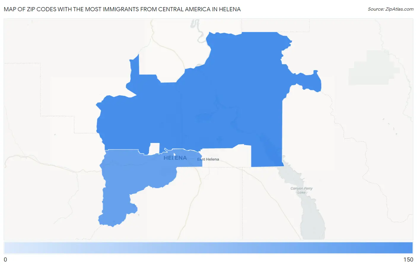 Zip Codes with the Most Immigrants from Central America in Helena Map