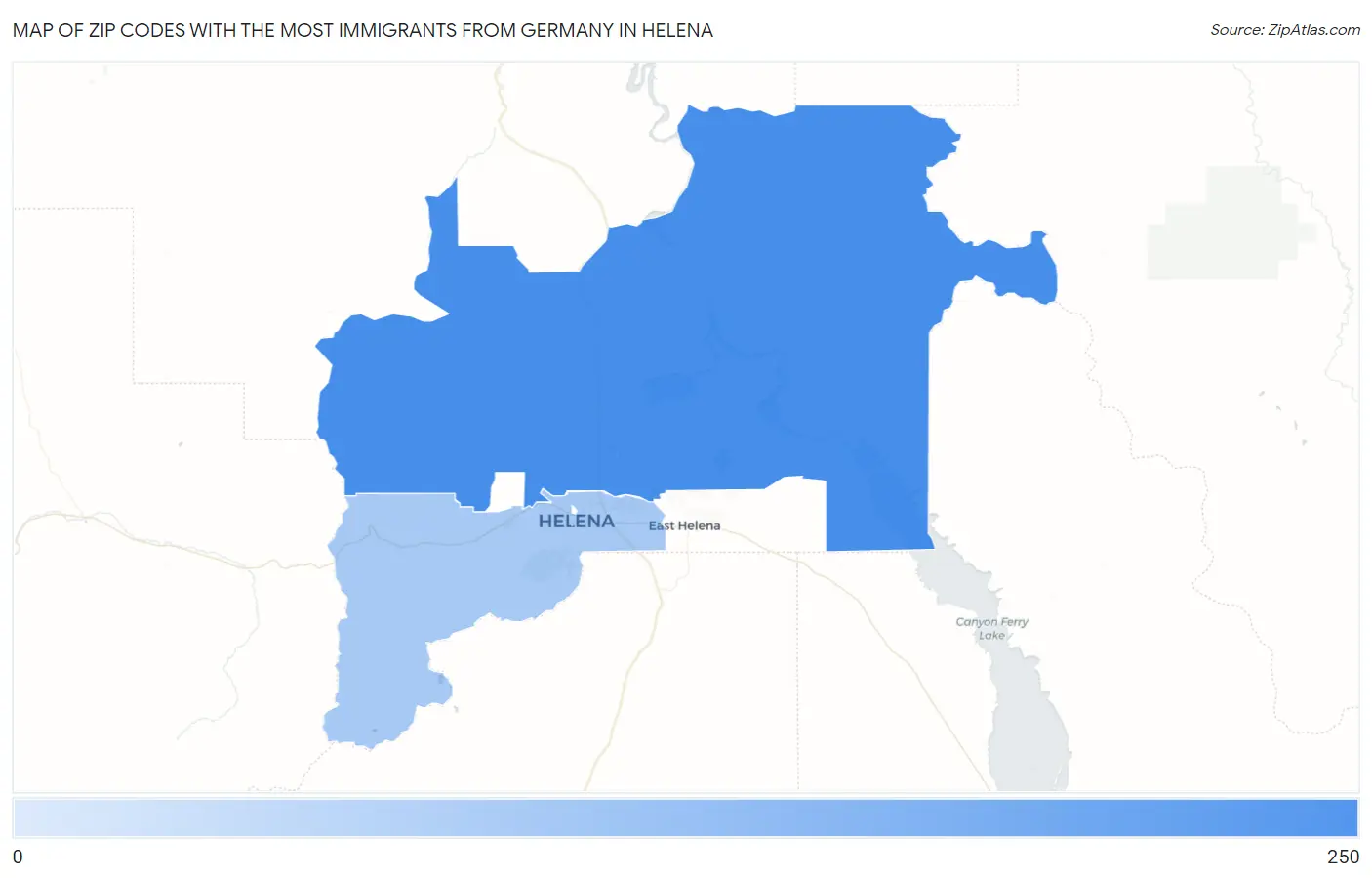 Zip Codes with the Most Immigrants from Germany in Helena Map