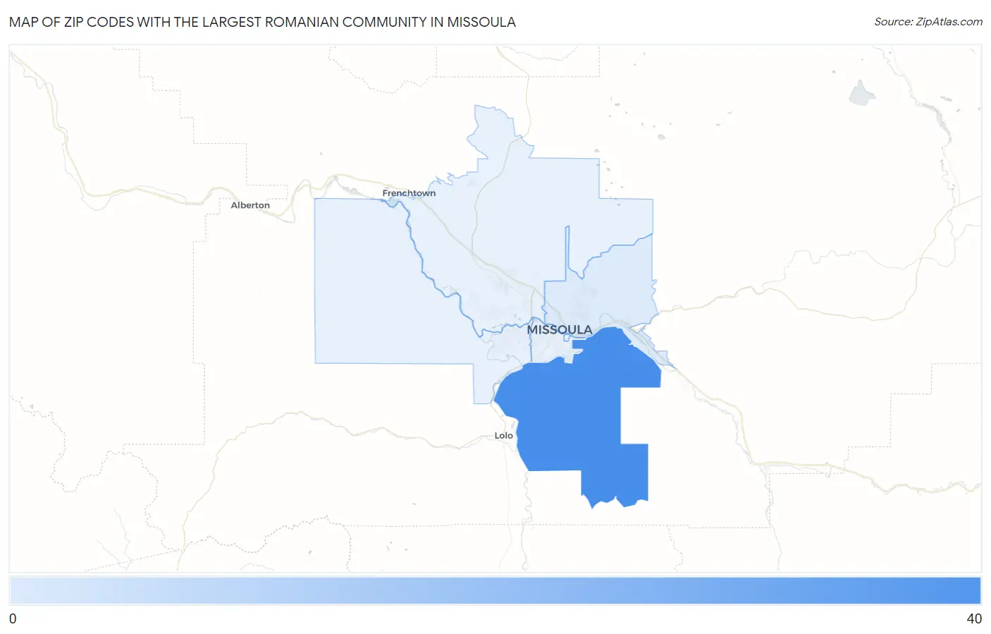 Zip Codes with the Largest Romanian Community in Missoula Map