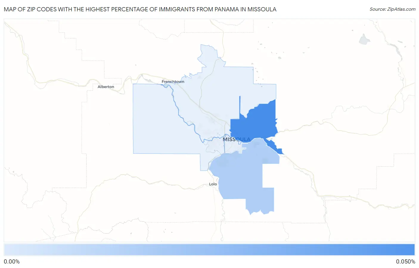 Zip Codes with the Highest Percentage of Immigrants from Panama in Missoula Map