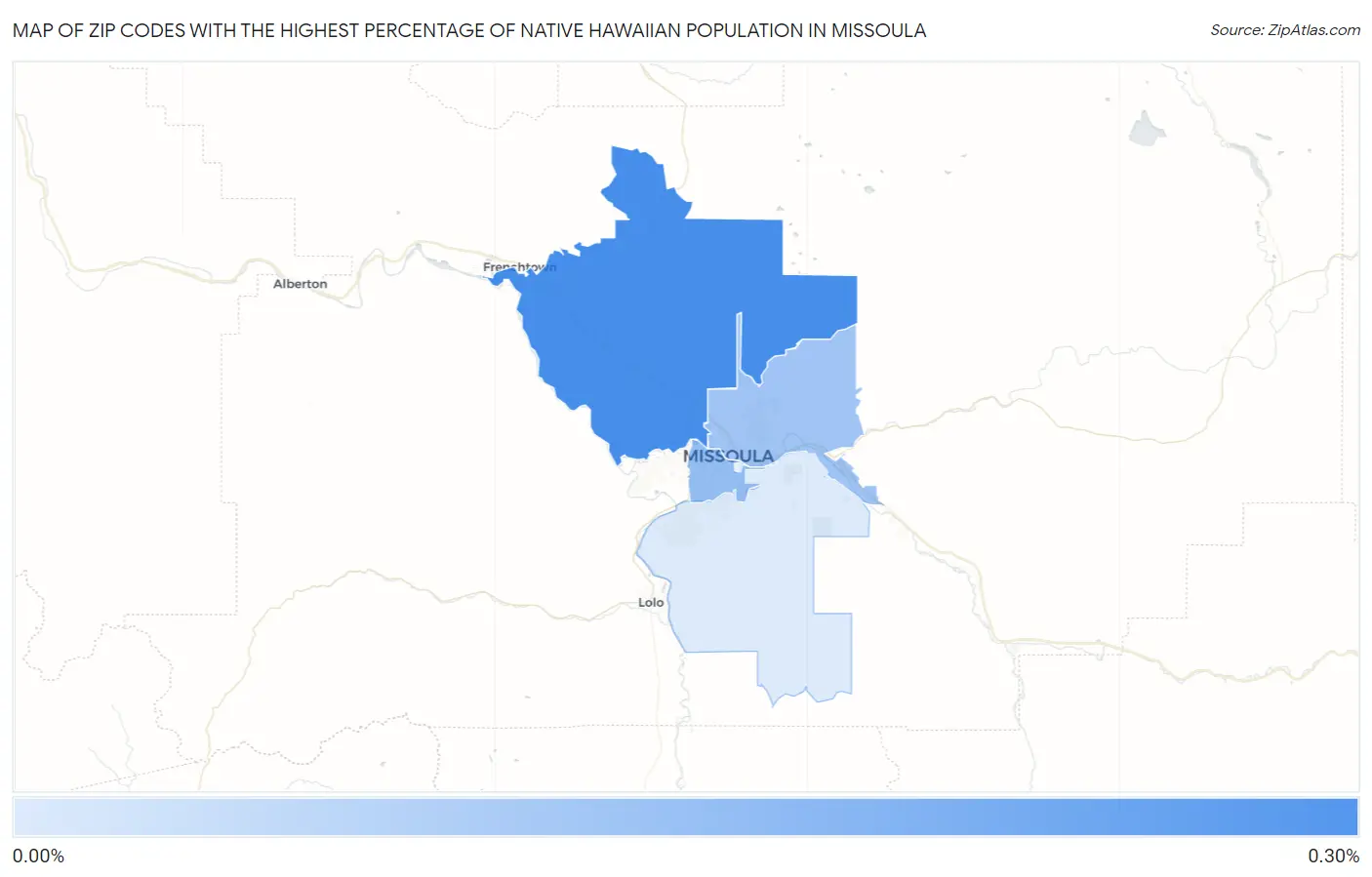 Zip Codes with the Highest Percentage of Native Hawaiian Population in Missoula Map