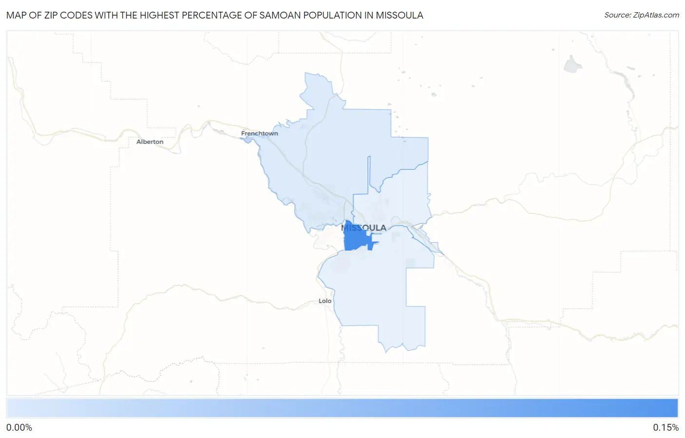Zip Codes with the Highest Percentage of Samoan Population in Missoula Map