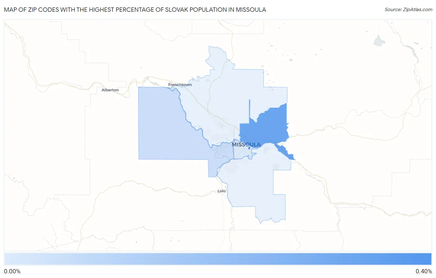 Zip Codes with the Highest Percentage of Slovak Population in Missoula Map