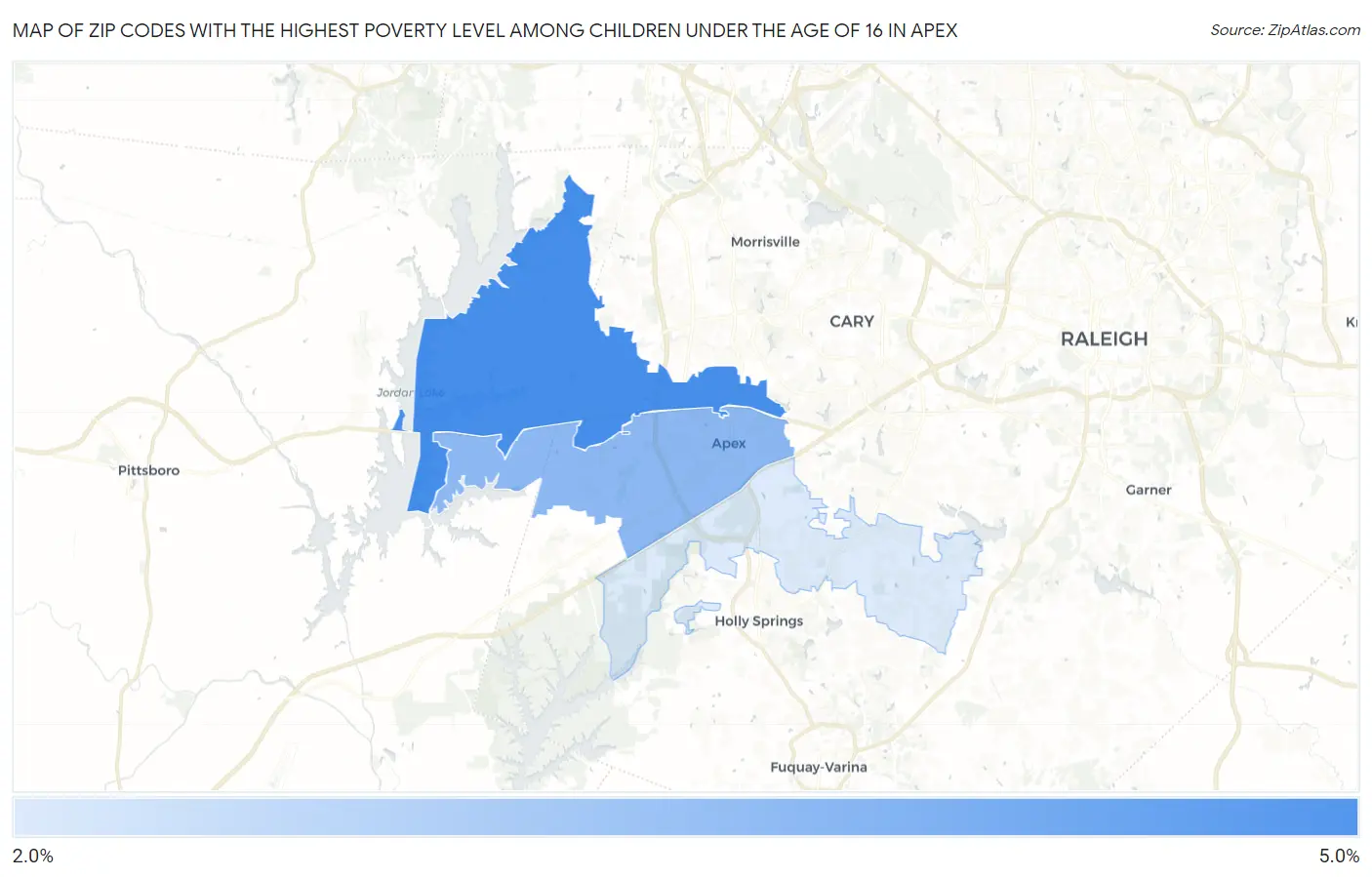 Zip Codes with the Highest Poverty Level Among Children Under the Age of 16 in Apex Map