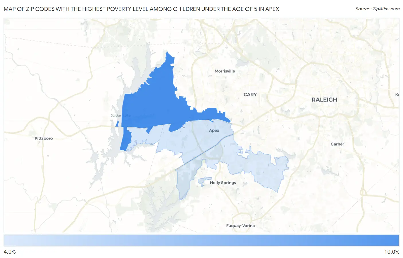 Zip Codes with the Highest Poverty Level Among Children Under the Age of 5 in Apex Map