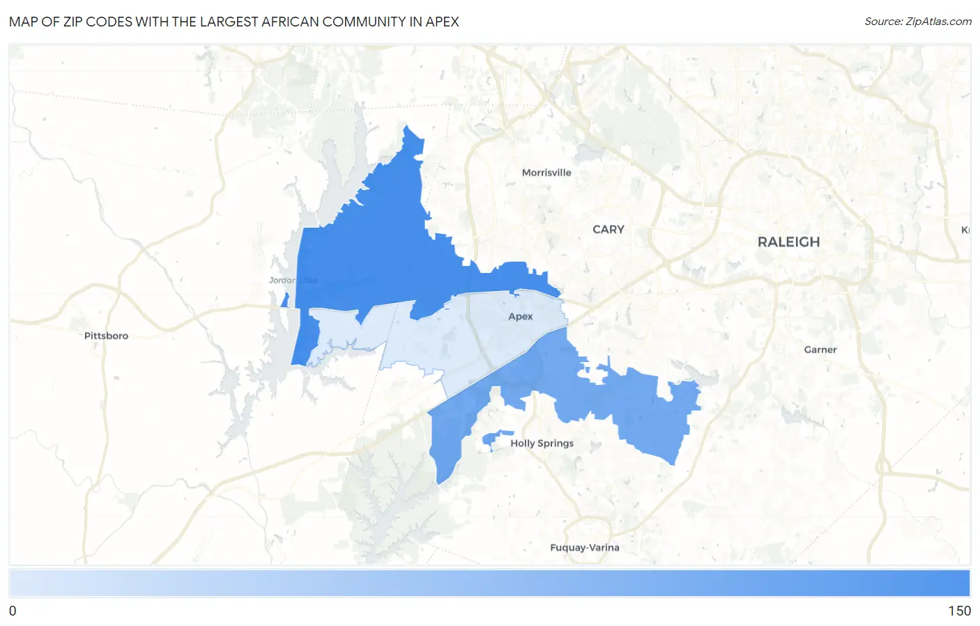 Zip Codes with the Largest African Community in Apex Map