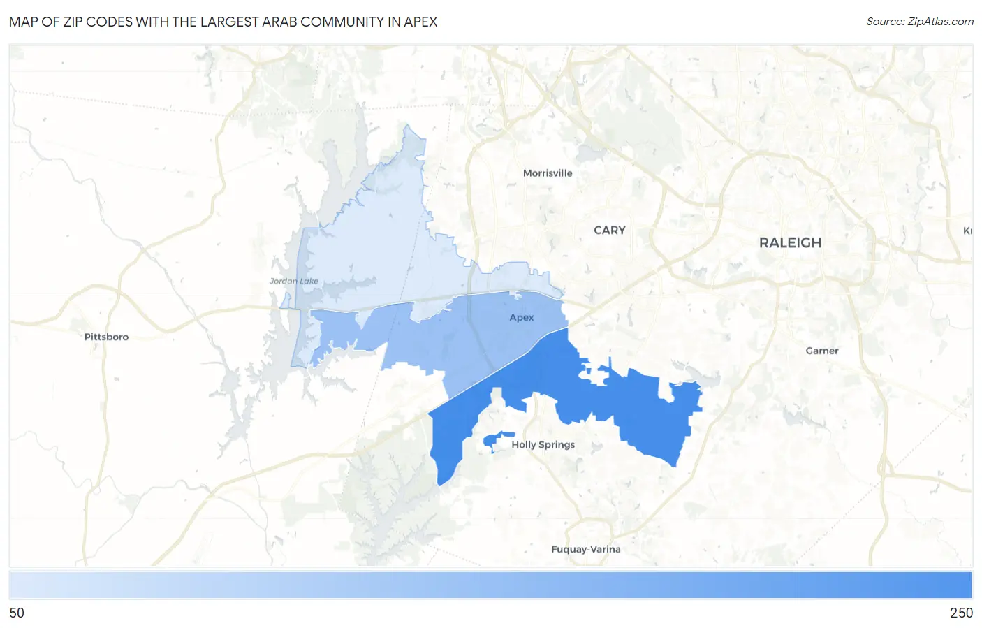 Zip Codes with the Largest Arab Community in Apex Map