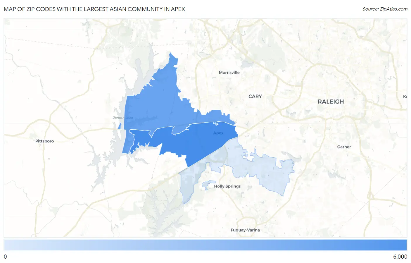 Zip Codes with the Largest Asian Community in Apex Map