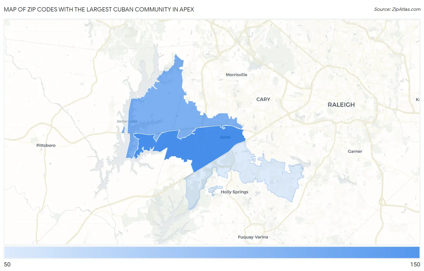 Zip Codes with the Largest Cuban Community in Apex Map