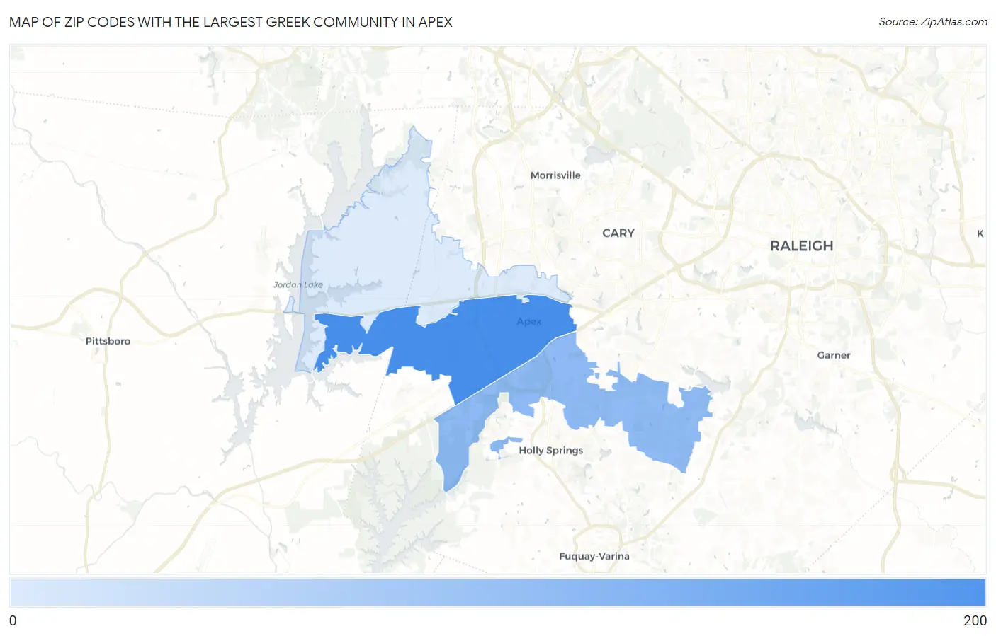 Zip Codes with the Largest Greek Community in Apex Map