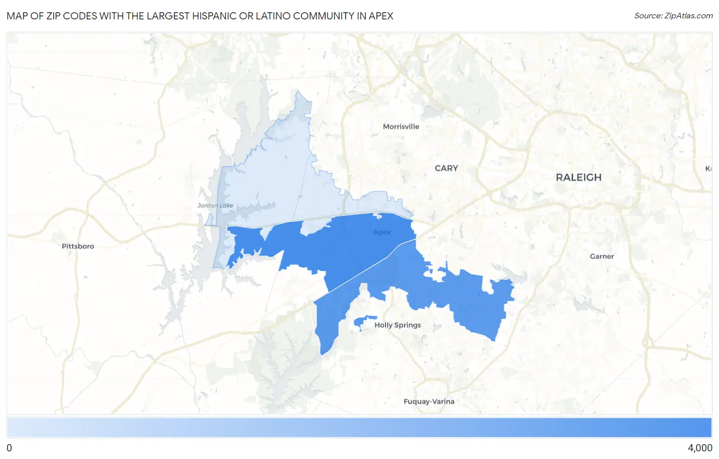 Zip Codes with the Largest Hispanic or Latino Community in Apex Map