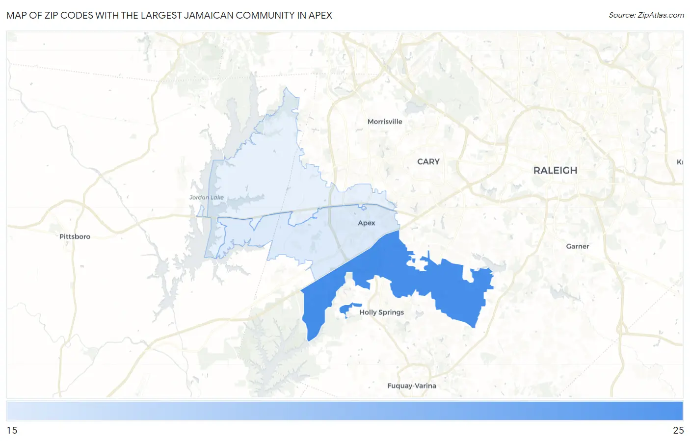 Zip Codes with the Largest Jamaican Community in Apex Map