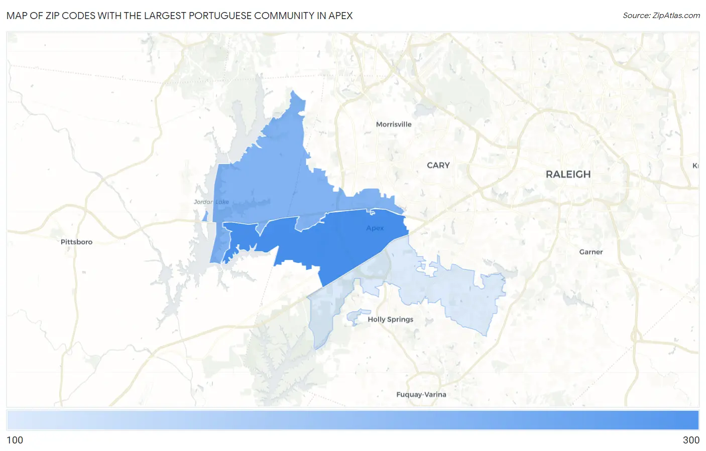 Zip Codes with the Largest Portuguese Community in Apex Map