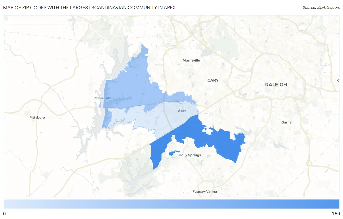Zip Codes with the Largest Scandinavian Community in Apex Map