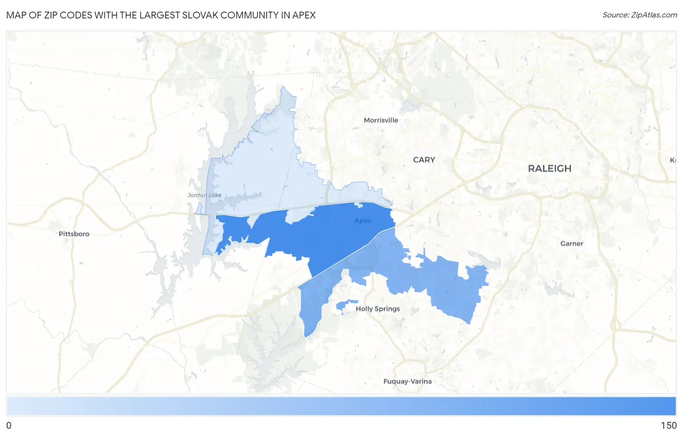 Zip Codes with the Largest Slovak Community in Apex Map