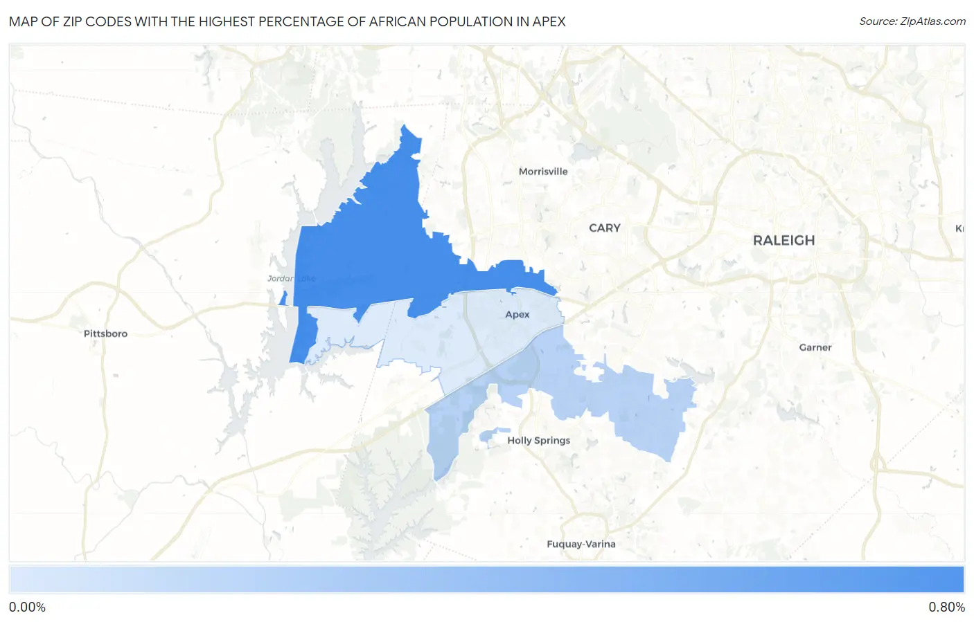 Zip Codes with the Highest Percentage of African Population in Apex Map