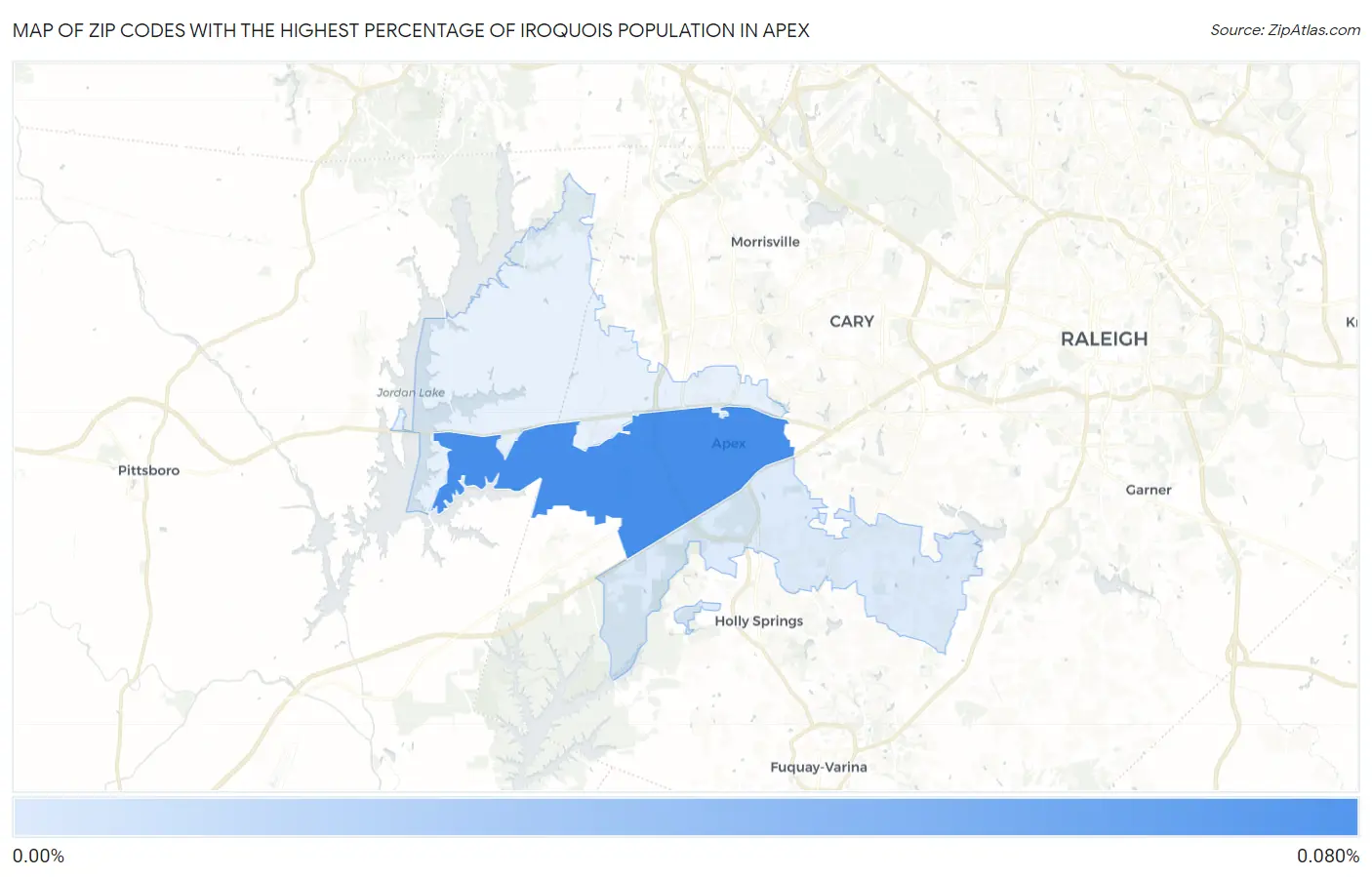 Zip Codes with the Highest Percentage of Iroquois Population in Apex Map