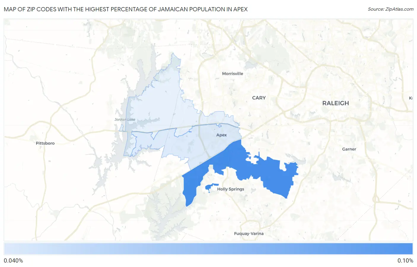 Zip Codes with the Highest Percentage of Jamaican Population in Apex Map