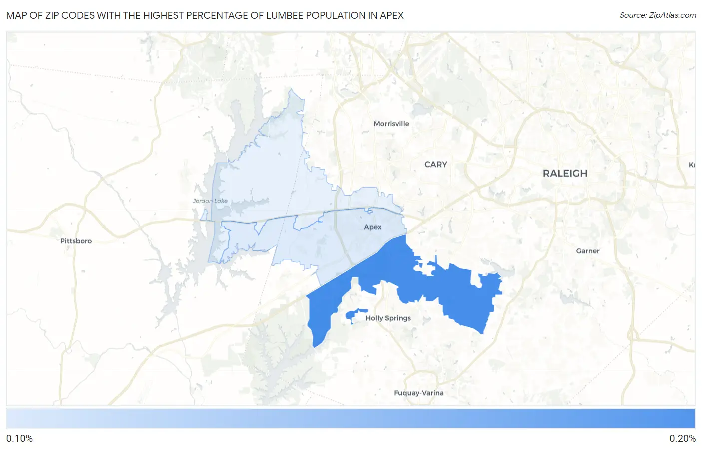 Zip Codes with the Highest Percentage of Lumbee Population in Apex Map