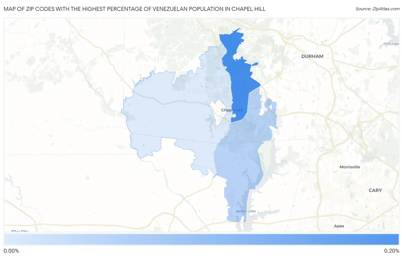 Zip Codes with the Highest Percentage of Venezuelan Population in Chapel Hill Map