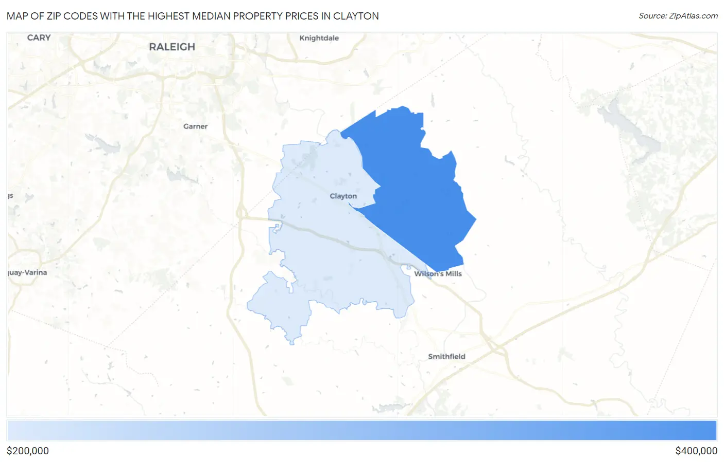 Zip Codes with the Highest Median Property Prices in Clayton Map