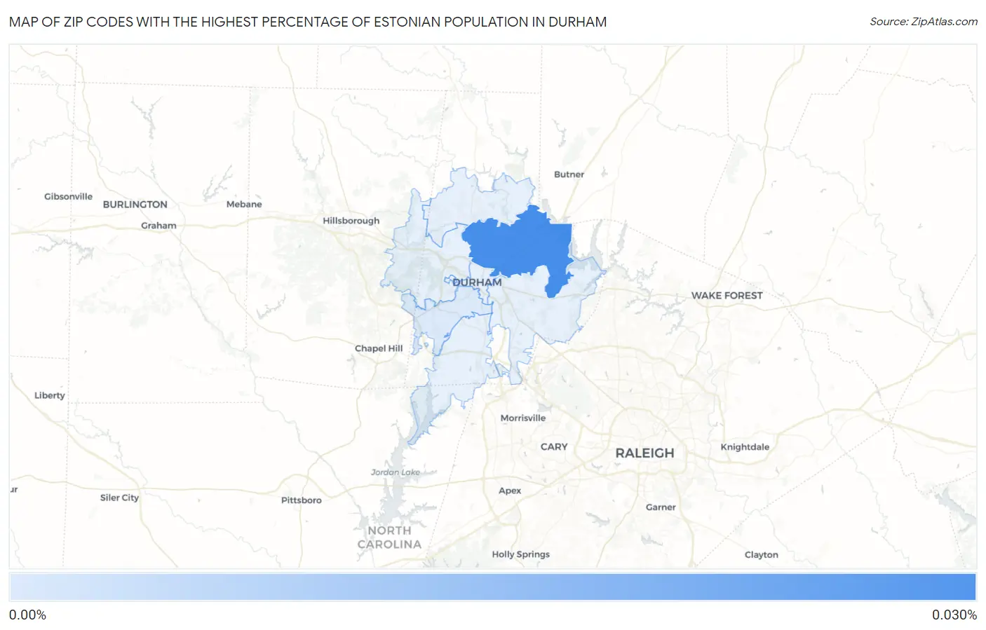 Zip Codes with the Highest Percentage of Estonian Population in Durham Map