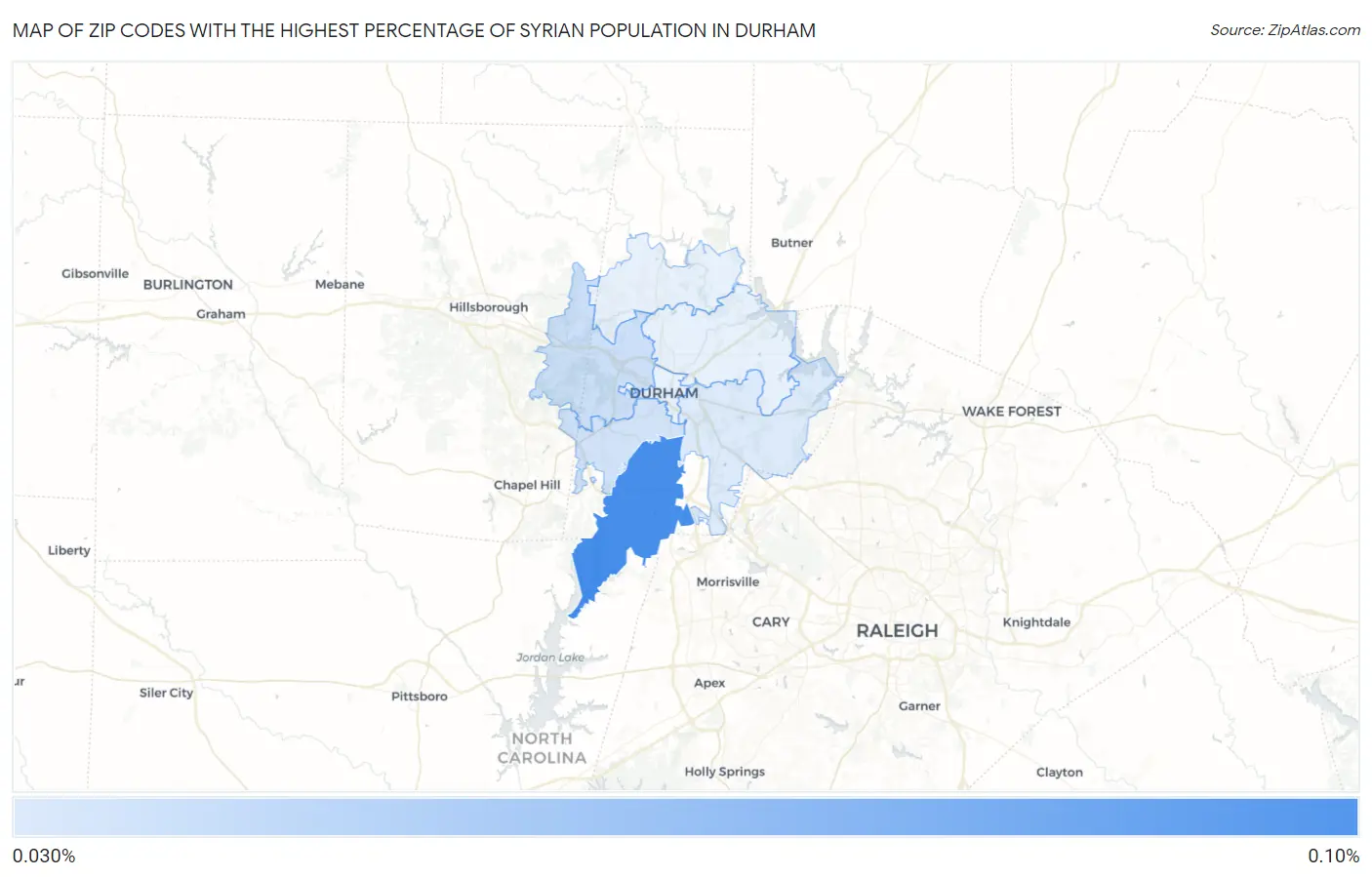 Zip Codes with the Highest Percentage of Syrian Population in Durham Map