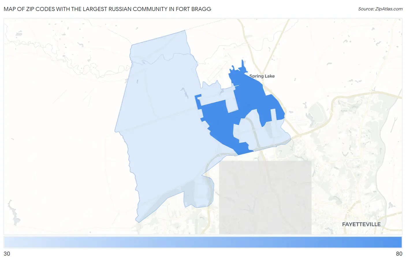 Zip Codes with the Largest Russian Community in Fort Bragg Map