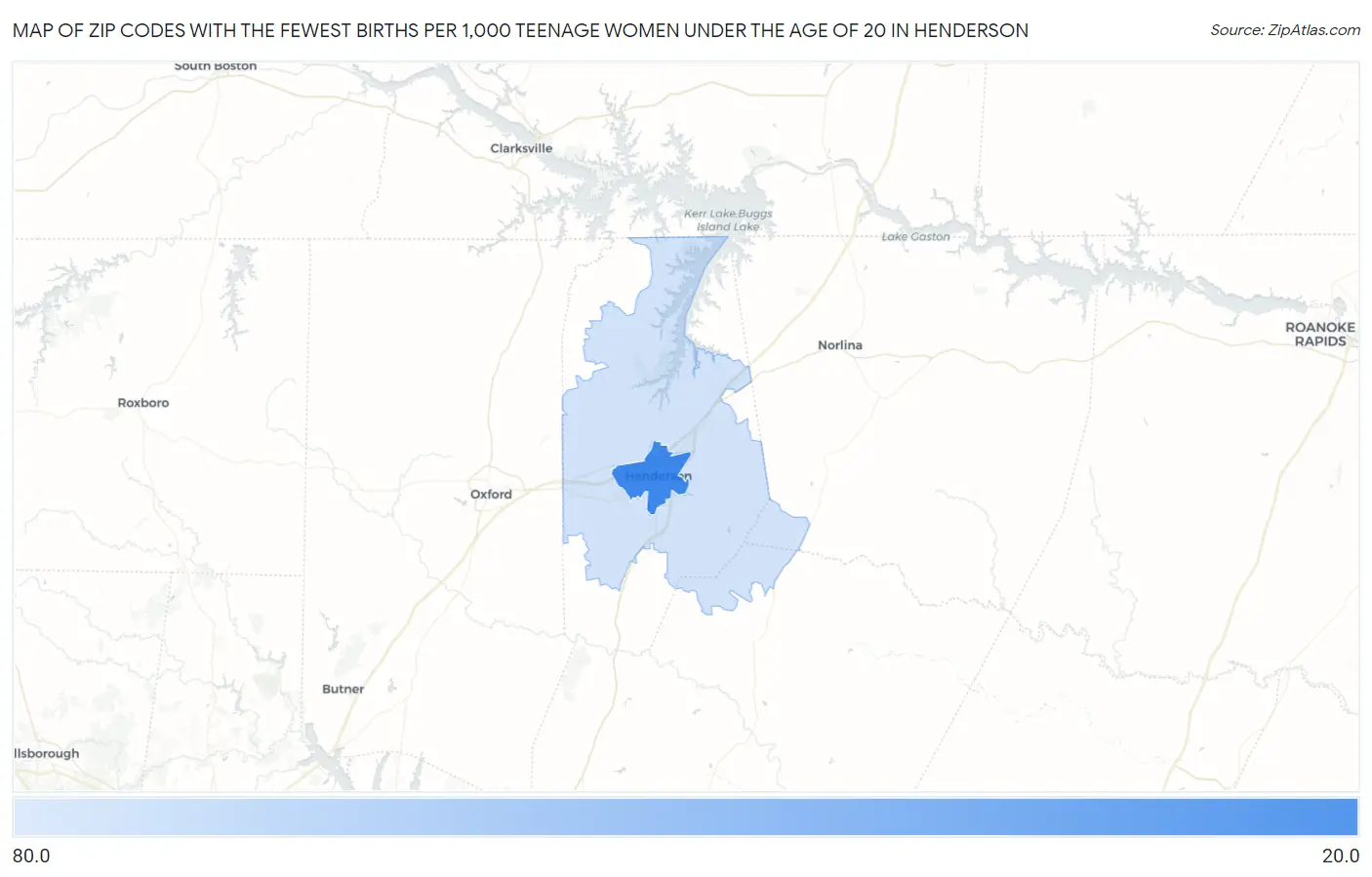Zip Codes with the Fewest Births per 1,000 Teenage Women Under the Age of 20 in Henderson Map