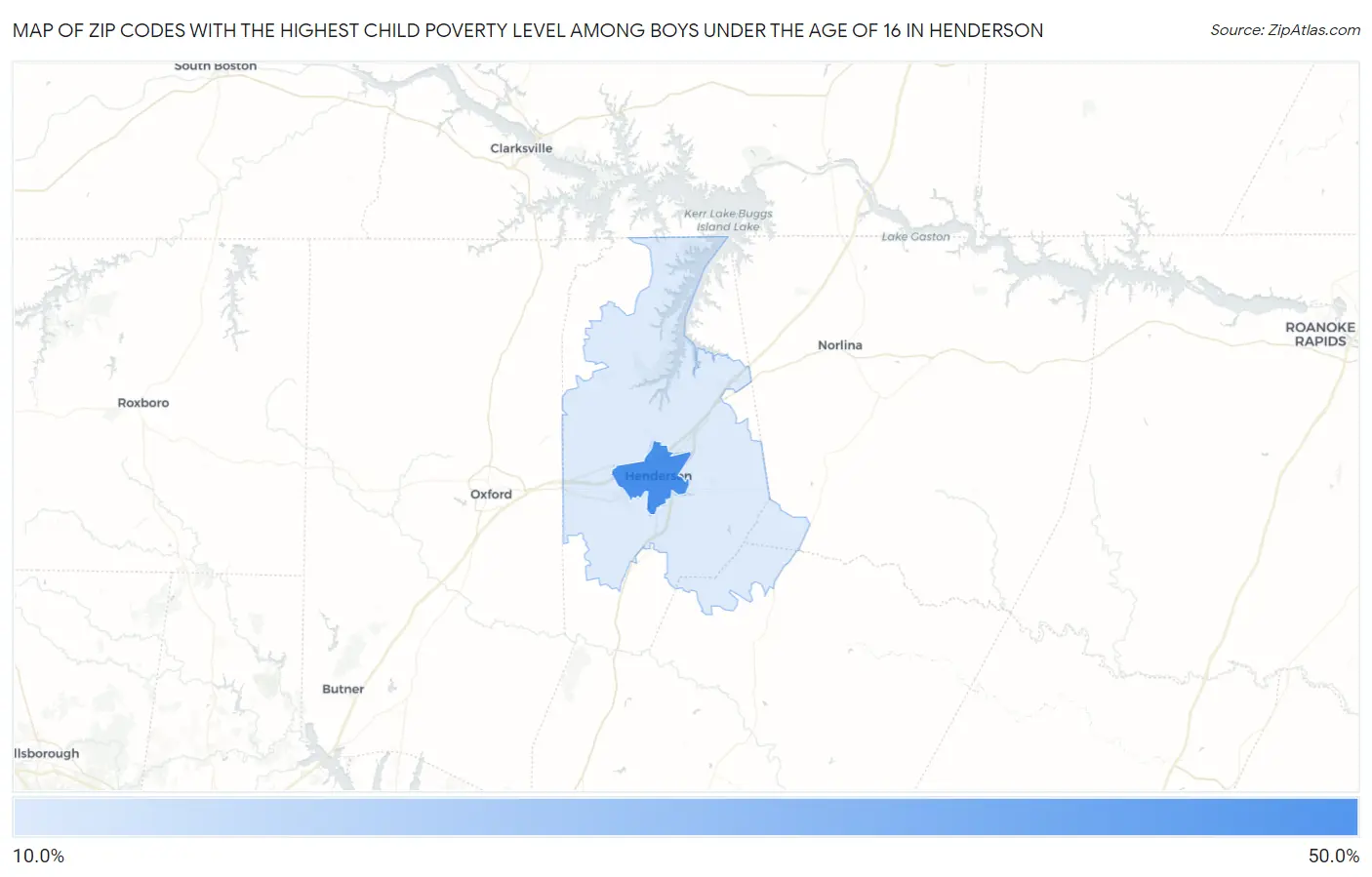 Zip Codes with the Highest Child Poverty Level Among Boys Under the Age of 16 in Henderson Map