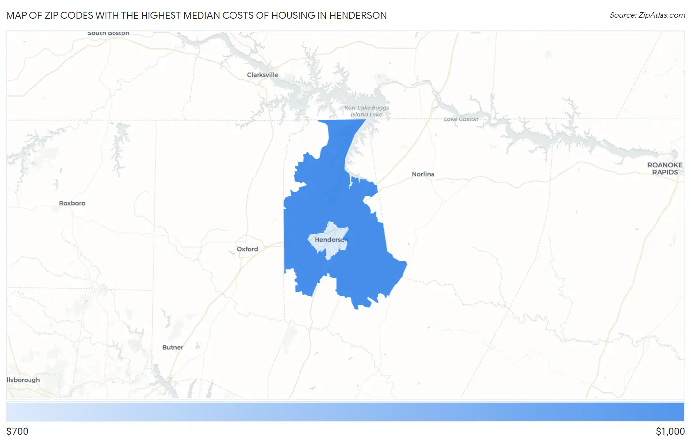 Zip Codes with the Highest Median Costs of Housing in Henderson Map