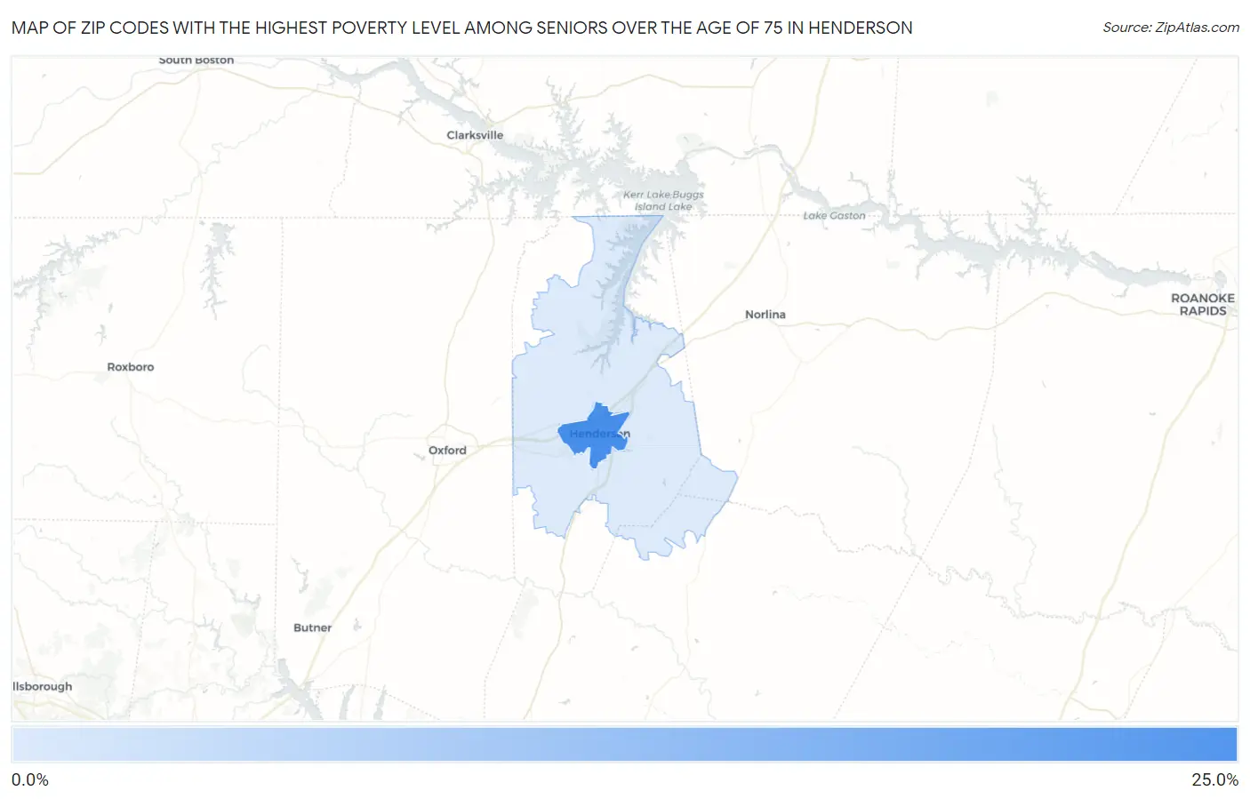Zip Codes with the Highest Poverty Level Among Seniors Over the Age of 75 in Henderson Map