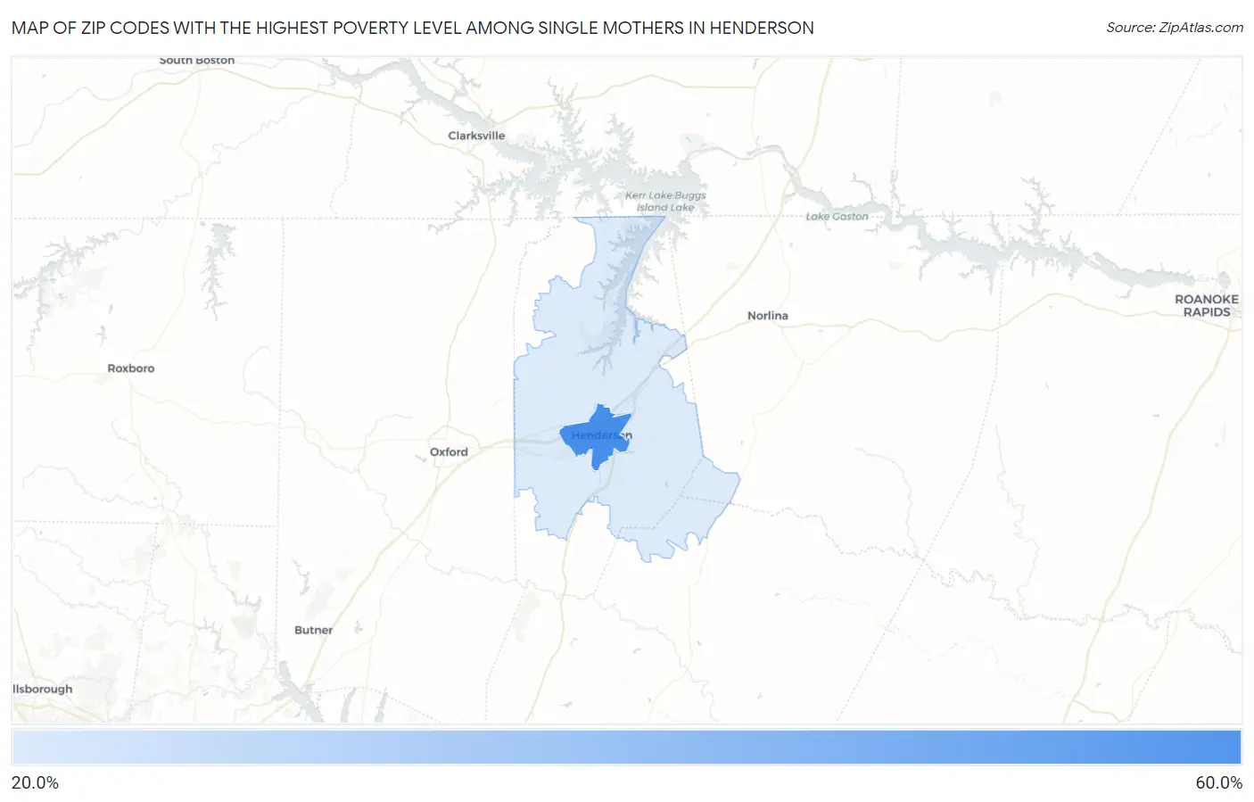 Zip Codes with the Highest Poverty Level Among Single Mothers in Henderson Map