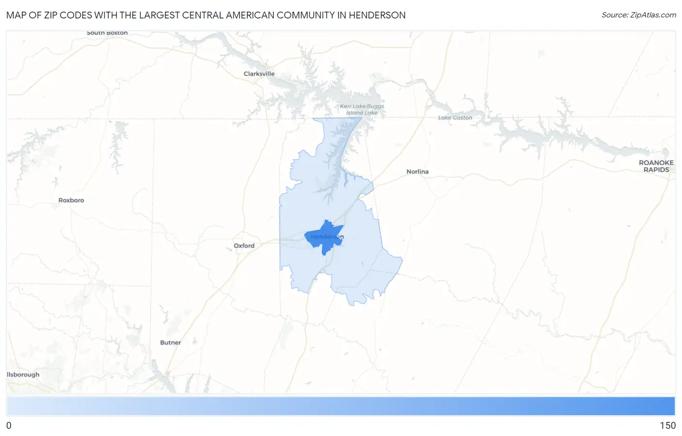 Zip Codes with the Largest Central American Community in Henderson Map