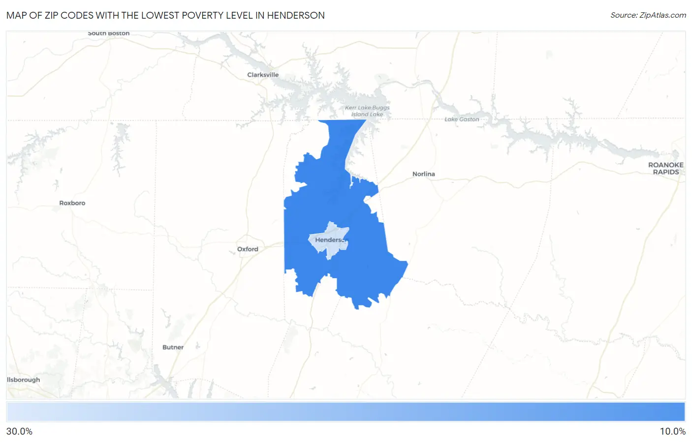 Zip Codes with the Lowest Poverty Level in Henderson Map