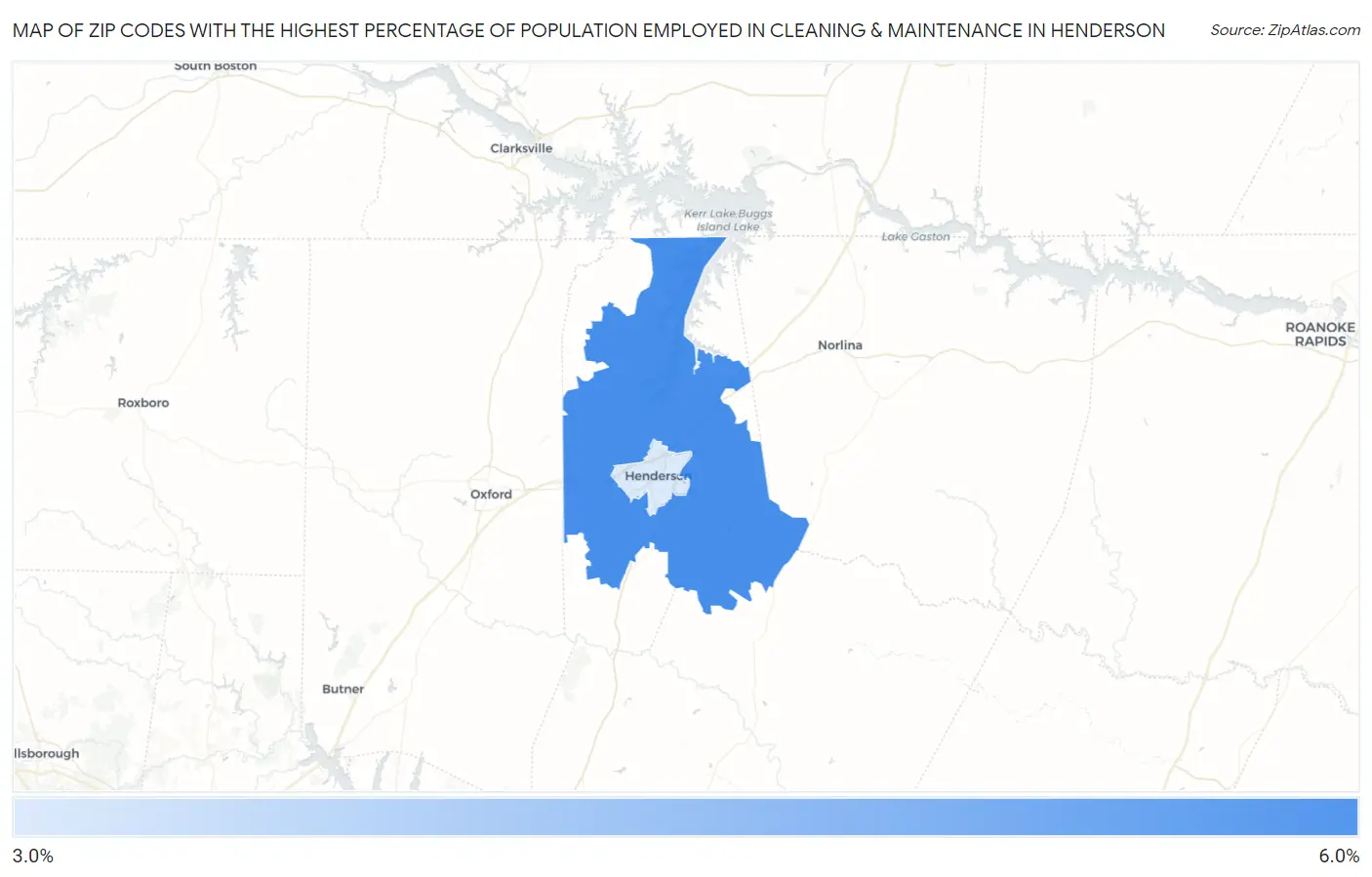 Zip Codes with the Highest Percentage of Population Employed in Cleaning & Maintenance in Henderson Map