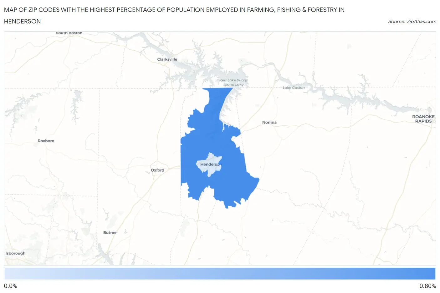 Zip Codes with the Highest Percentage of Population Employed in Farming, Fishing & Forestry in Henderson Map
