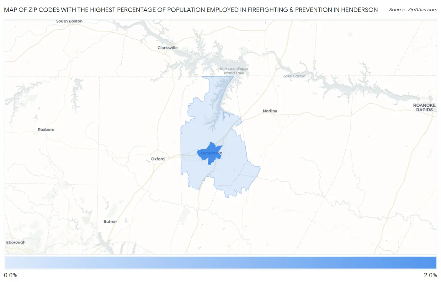 Zip Codes with the Highest Percentage of Population Employed in Firefighting & Prevention in Henderson Map