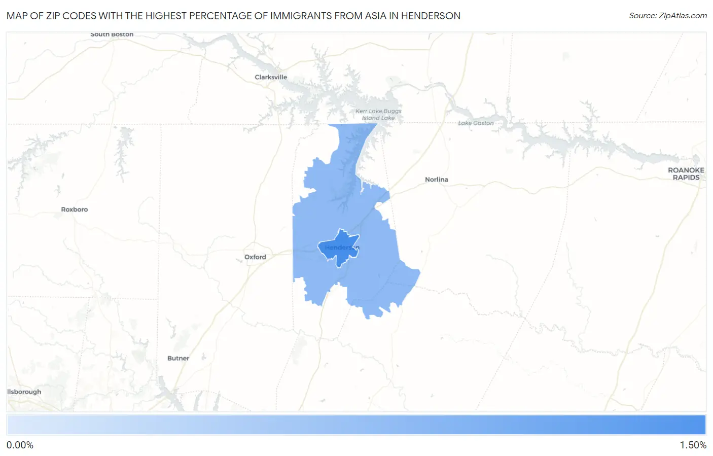Zip Codes with the Highest Percentage of Immigrants from Asia in Henderson Map