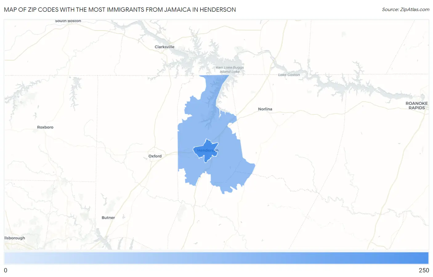 Zip Codes with the Most Immigrants from Jamaica in Henderson Map